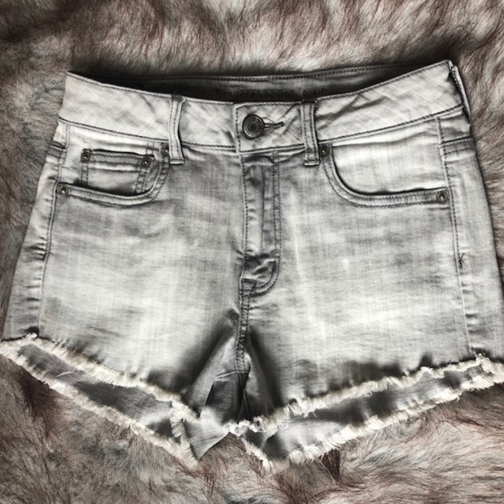 Light Gray Distressed Jean Shorts